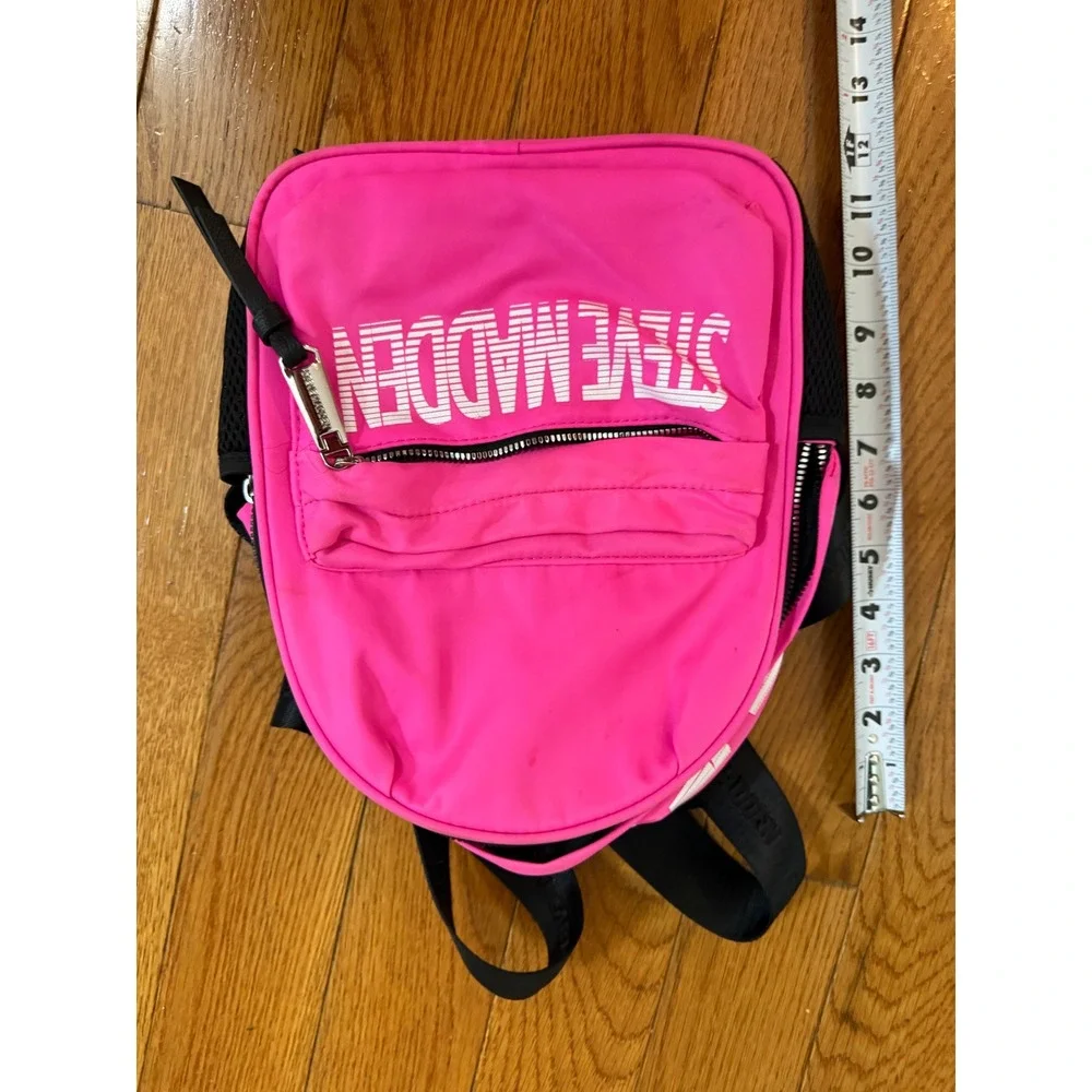Steve Madden Neon Pink Nylon Mini Backpack Logo Print Sporty Y2K Bag
